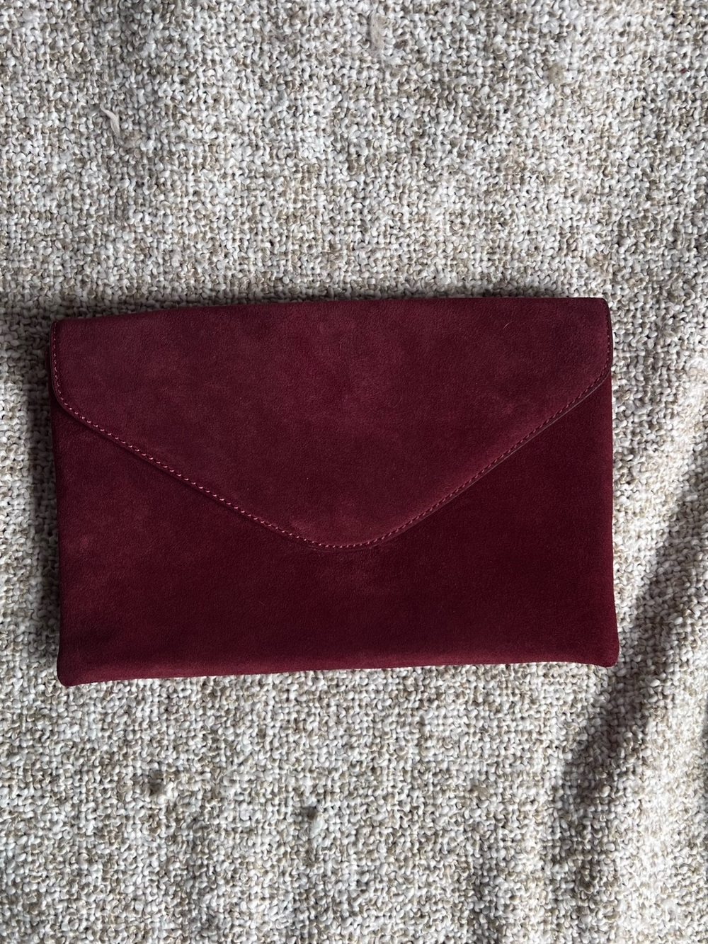 J.Crew Burgundy Suede Envelope Clutch Bag / Pouch
